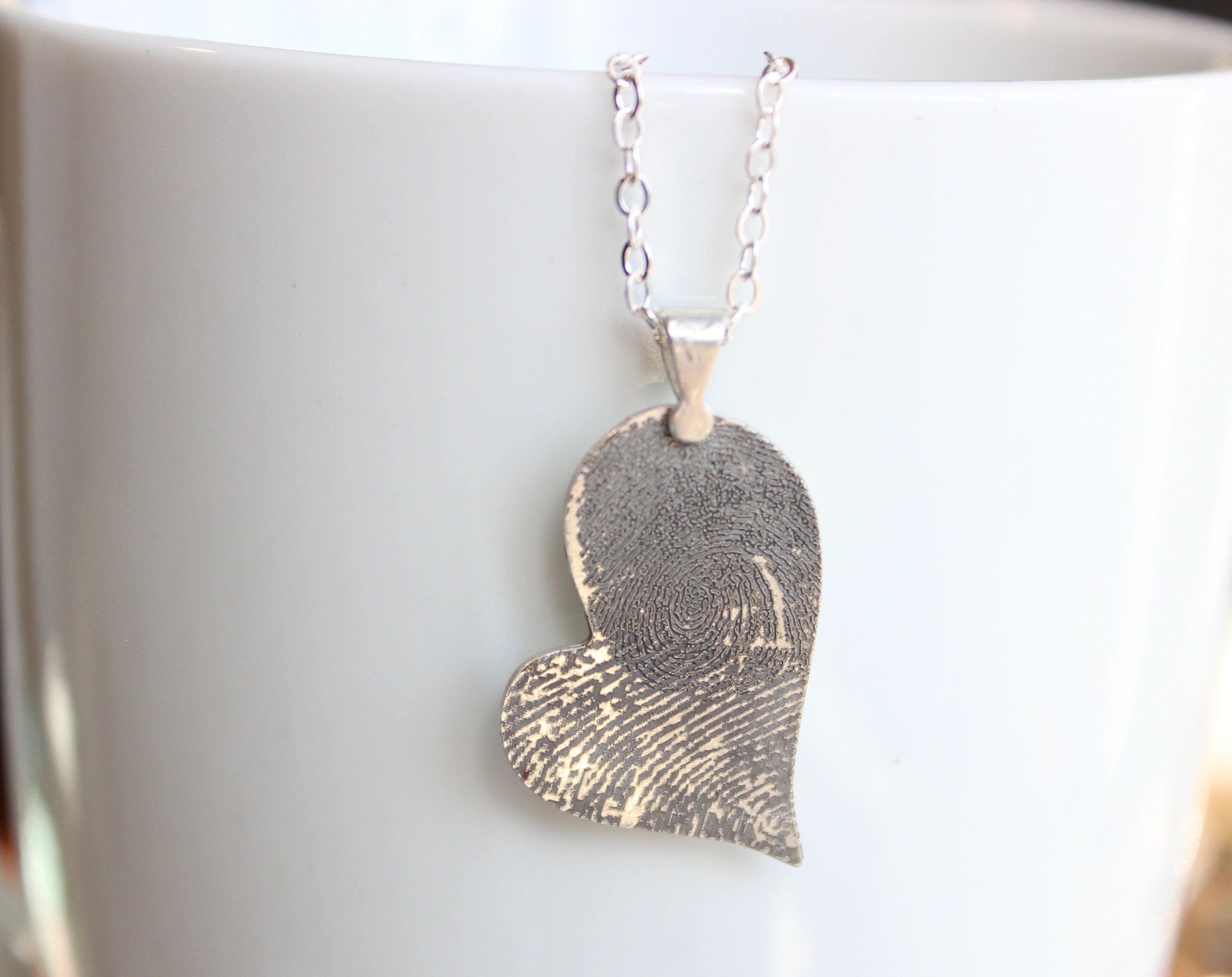 Fingerprint Necklace // Fingerprint Memorial Jewelry in Etsy