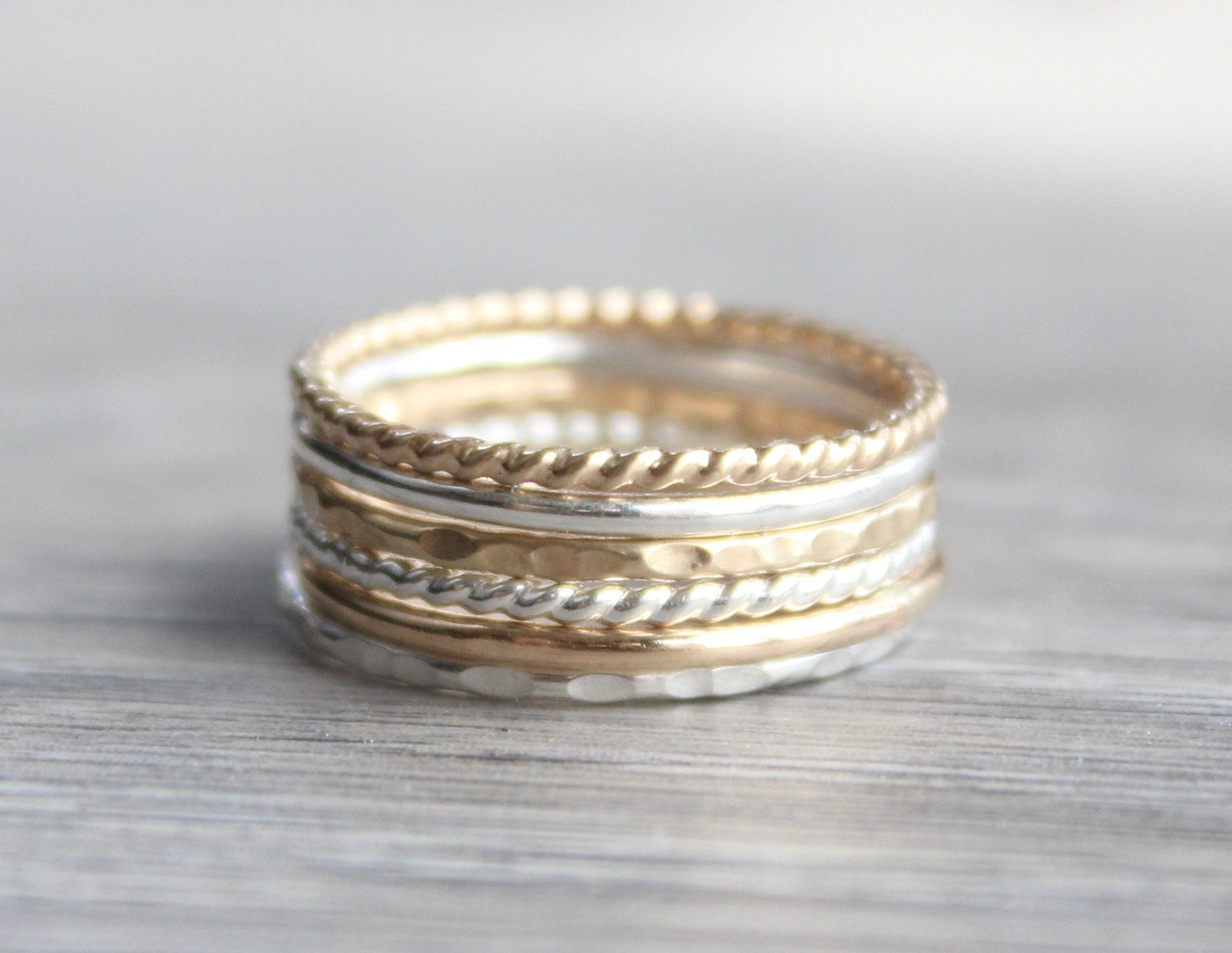 Stacking Ring Set // Set of 6 Gold and Silver Stackable Rings - Etsy
