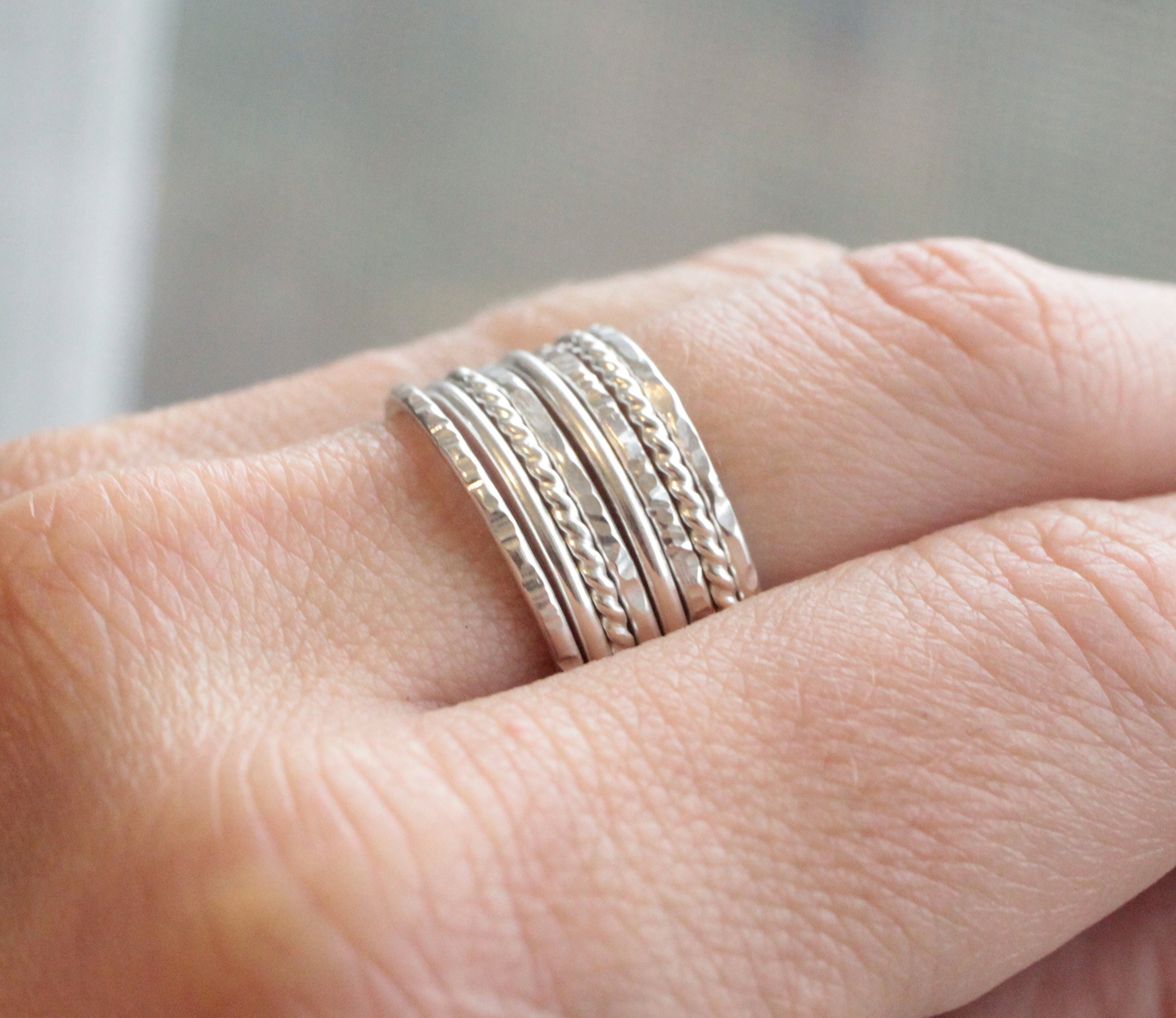 Sterling Silver Stacking Ring Set // Set of 8 Sterling Silver Etsy
