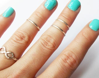 Sterling Silver Knuckle Rings: Stackable Midi Rings
