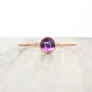 Rose Gold Amethyst Ring February Birthstone Rose Gold Stacking Ring 5mm Amethyst Stacking Ring 14K Rose Gold Filled Gemstone Ring image 2