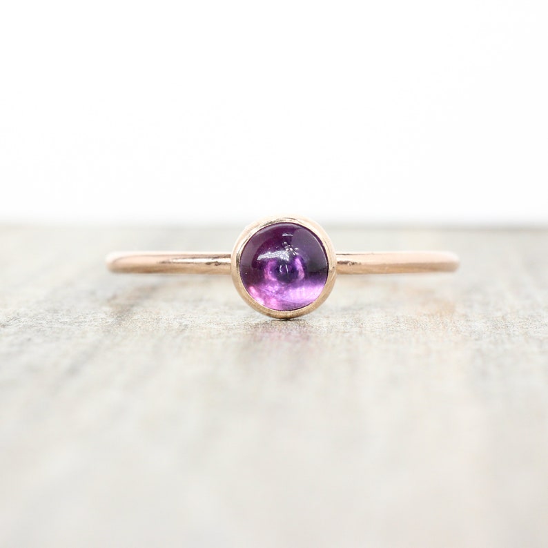 Rose Gold Amethyst Ring February Birthstone Rose Gold Stacking Ring 5mm Amethyst Stacking Ring 14K Rose Gold Filled Gemstone Ring image 2