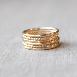 Gold Stacking Ring Set // Set of 6 Yellow Gold Stackable Rings // 14K ...