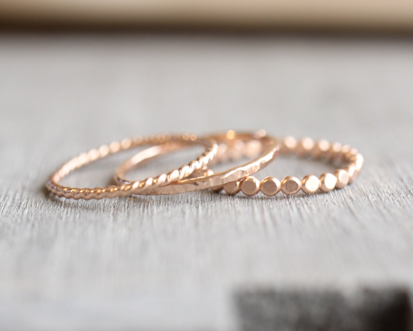 Rose Gold Stacking Rings // Set of 3 Simple 14K Rose Gold Etsy Australia