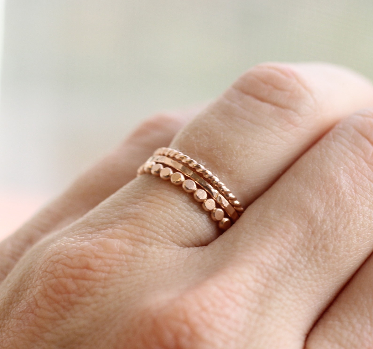 Rose Gold Stacking Rings // Set of 3 Simple 14K Rose Gold Etsy Australia
