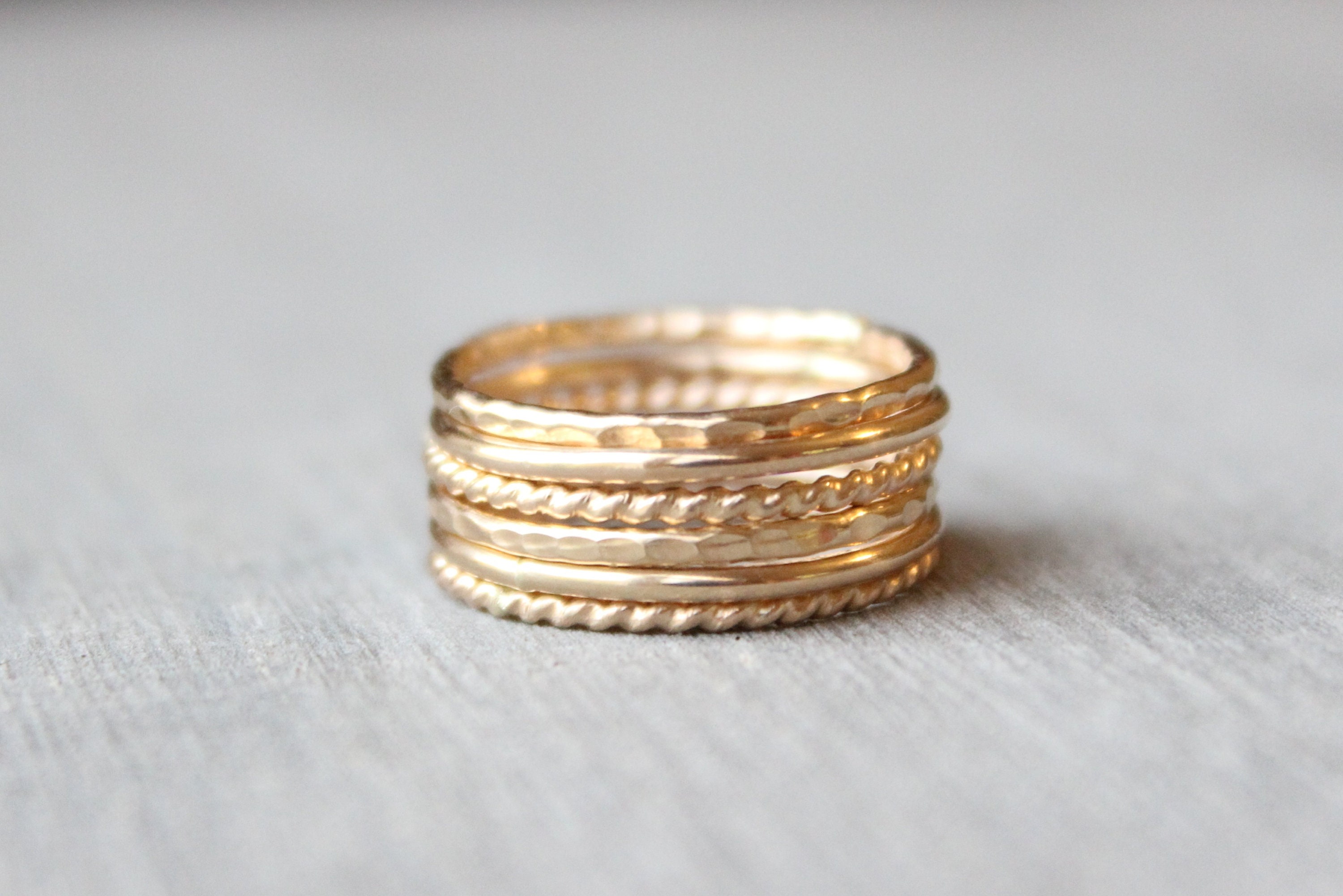 Gold Stacking Ring Set // Set of 6 Yellow Gold Stackable Rings - Etsy ...