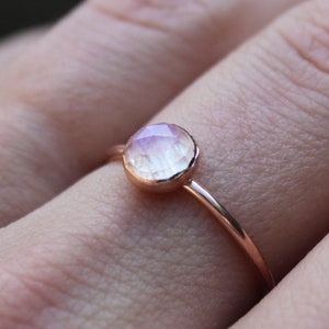 Rose Gold Moonstone Ring // 14K Rose Gold Filled Rose Cut Moonstone Ring // June Birthstone // Faceted Moonstone Stacking Ring