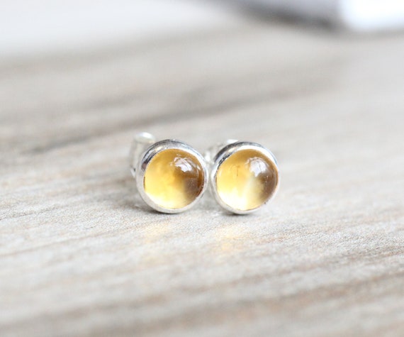 Citrine Cushion-Cut Stud Earrings in Sterling Silver