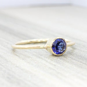 Lab Sapphire Ring // 5mm Faceted Gemstone September Birthstone Stackable Ring // 14K Gold Filled Stacking Ring image 8