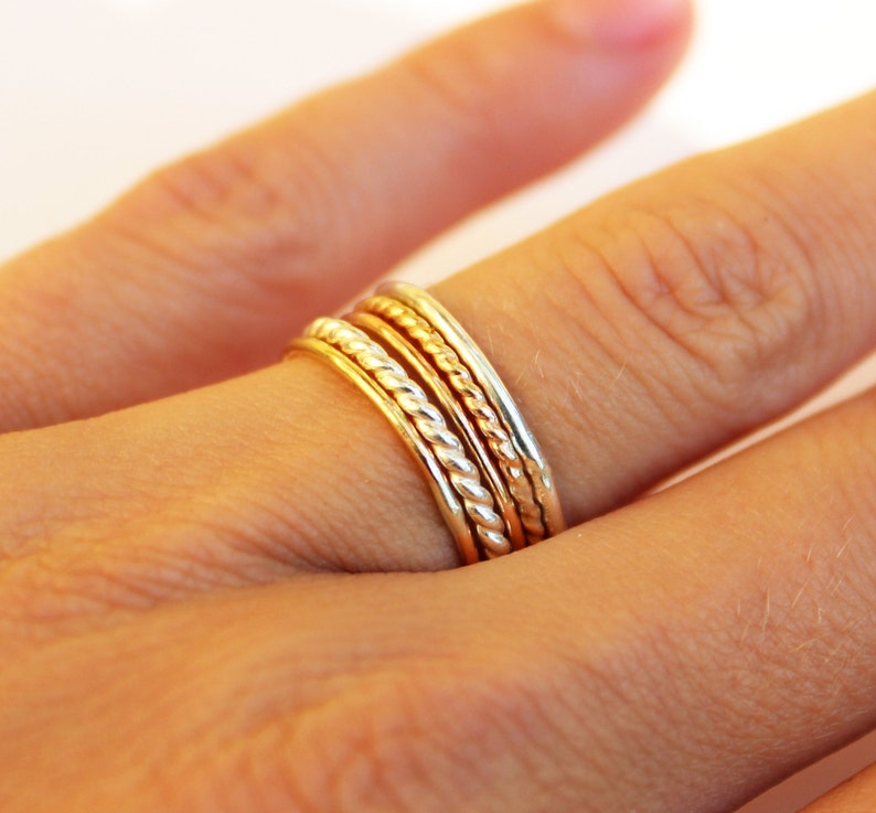 Gold Rope Ring 14K Gold Filled Twist Ring Gold Twist Stacking Ring