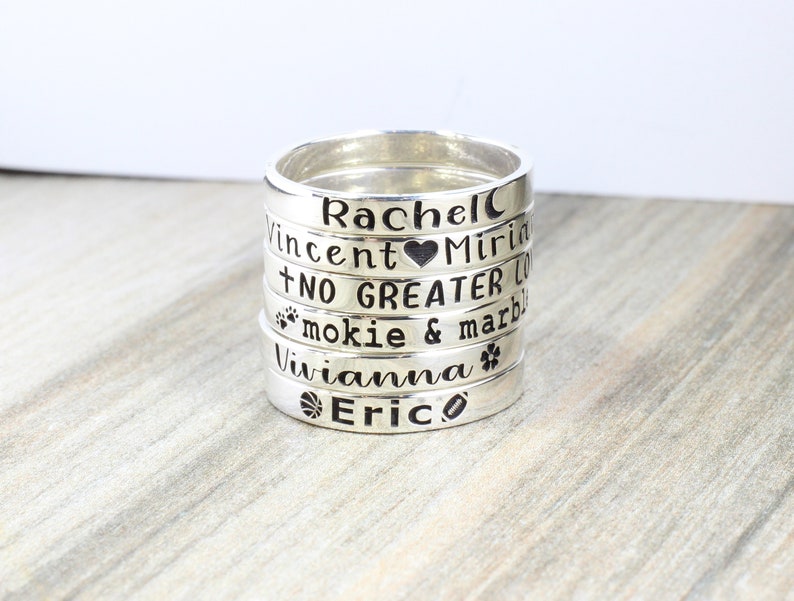 Sterling Silver Name Ring Personalized Ring Custom Stacking Ring Engraved Ring image 6