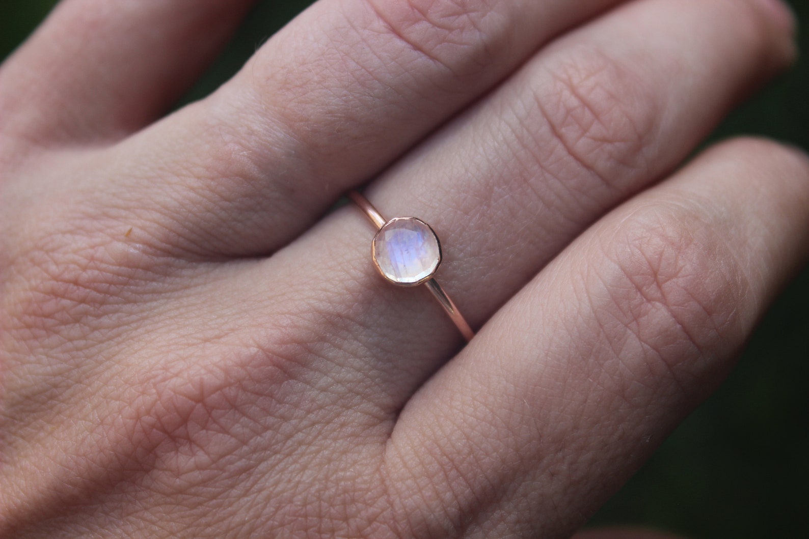 18K Rose Gold-Plated Moonstone Open Ring main image 1