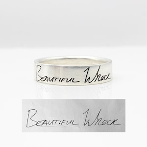 Ring i sterlingsilver med gravyr och handskrift - Personliga affirmationssmycken