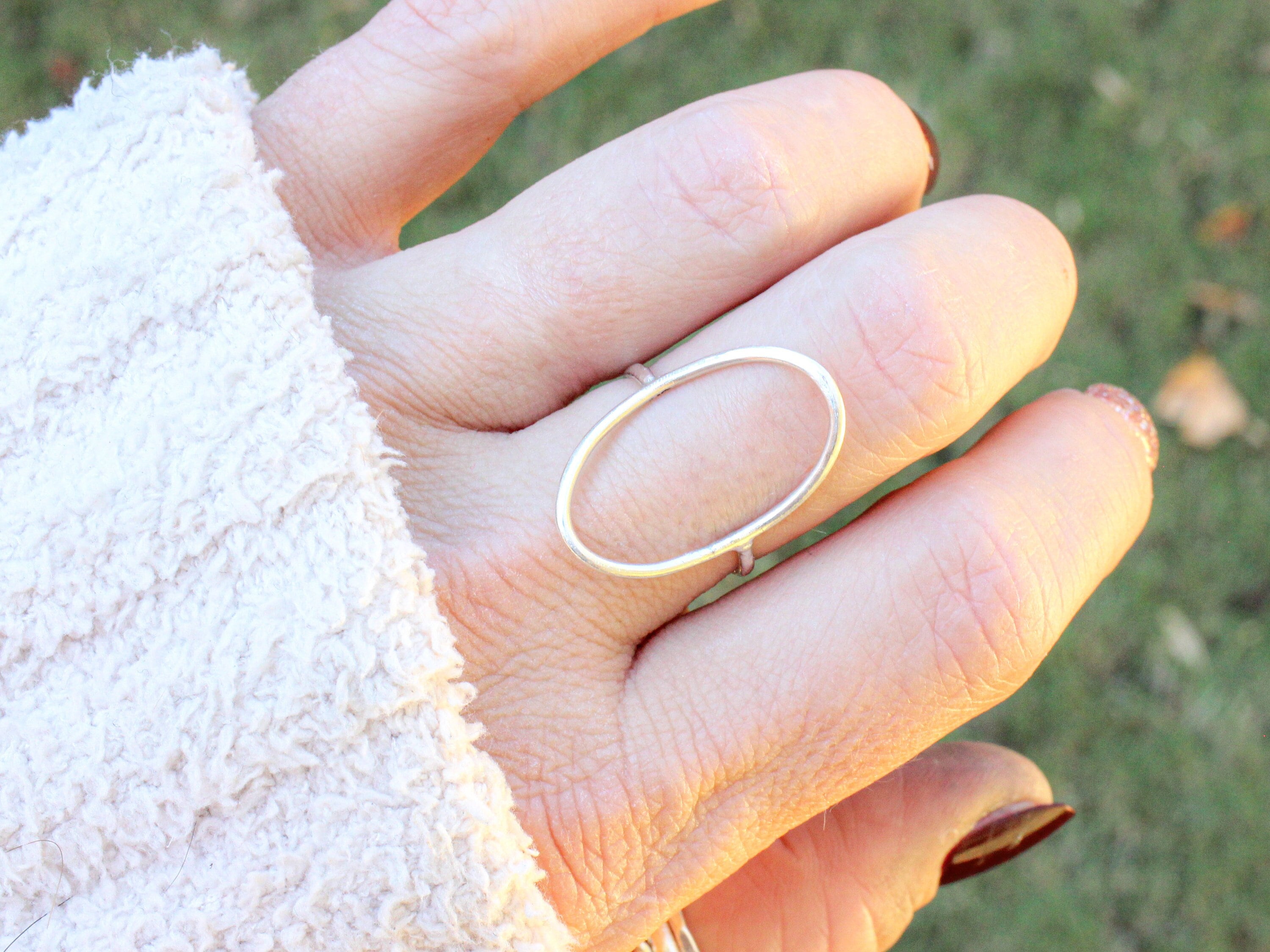 Sterling Silver Open Oval Ring: Large Minimalist Jewelry - Etsy
