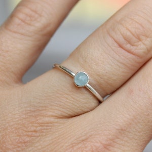 Sterling Silver Aquamarine Ring // Genuine Aquamarine Stacking Ring ...