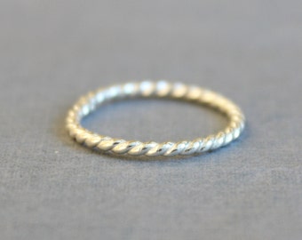 Sterling Silver Twist Ring - Rope Ring - Simple Sterling Silver Stacking Ring