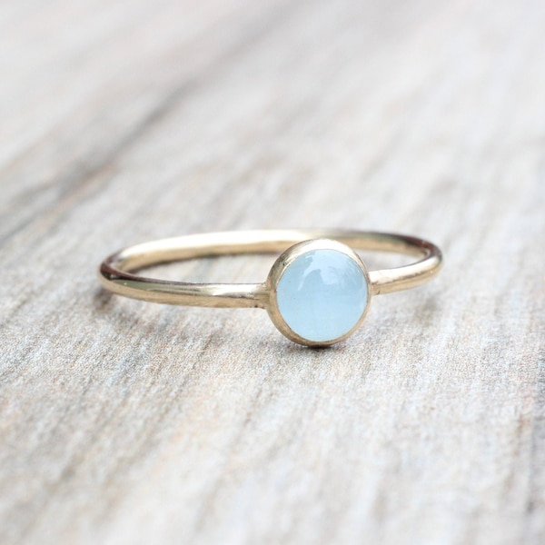 Aquamarine Ring // Gold Gemstone Ring // Gold March Birthstone Ring // Stacking Ring // 14K Gold Filled Aquamarine Ring