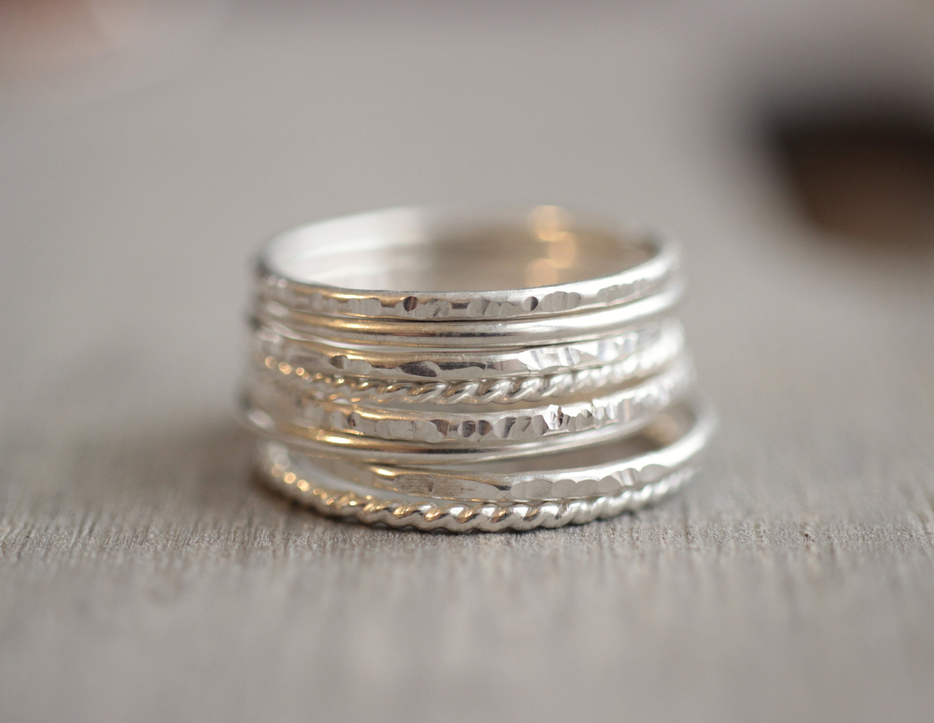 Sterling silver stacking rings set