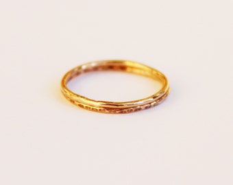 Set of 2 Rose Gold Filled Rings: Textured Stacking Bands