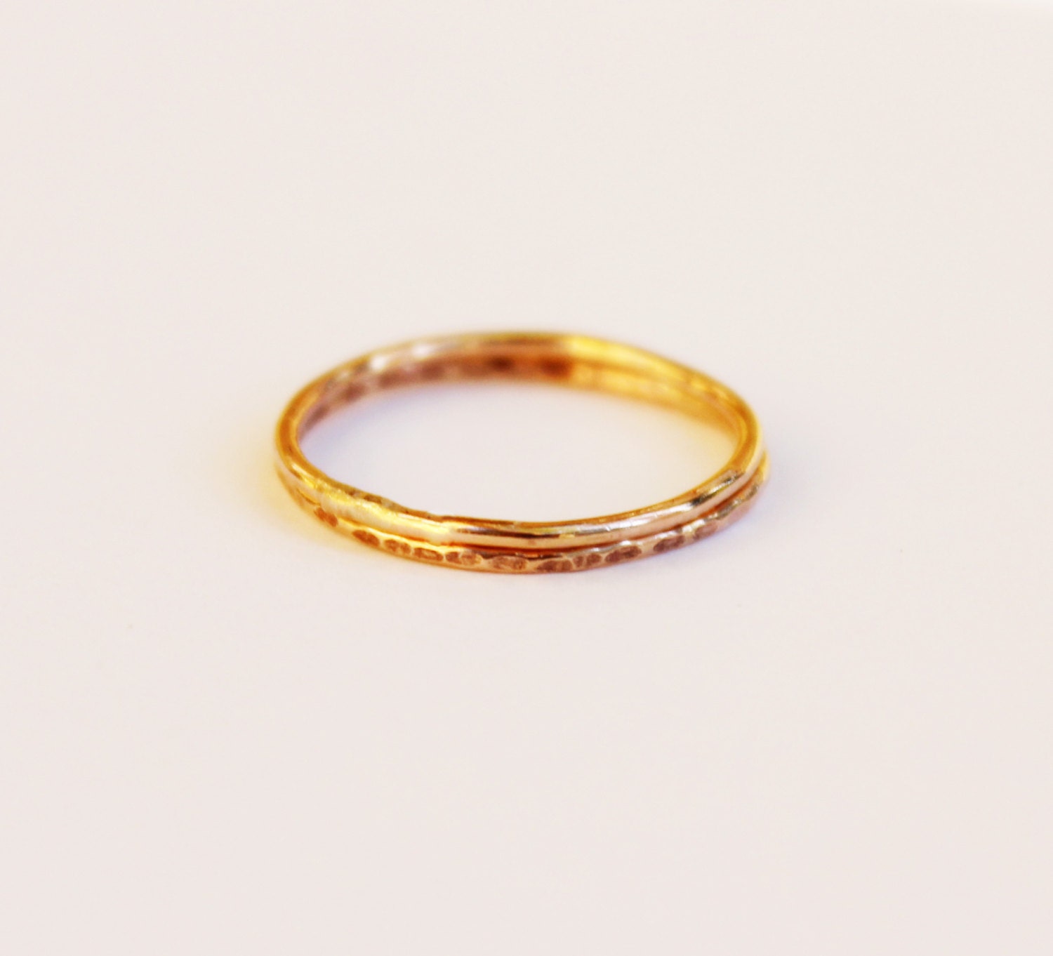 Set of 2 Simple 14K Rose Gold Filled Rings - Stackable - Rose Gold
