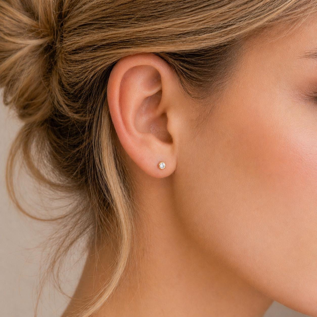Tiny 3mm Birthstone 14k Gold Filled Stud Earrings * Gemstone Studs