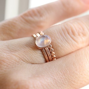 Rainbow Moonstone RIng // Rose Gold Moonstone Ring // Rose Gold Ring // Moonstone Stacking Ring // 14K Rose Gold Filled Moonstone Ring image 10