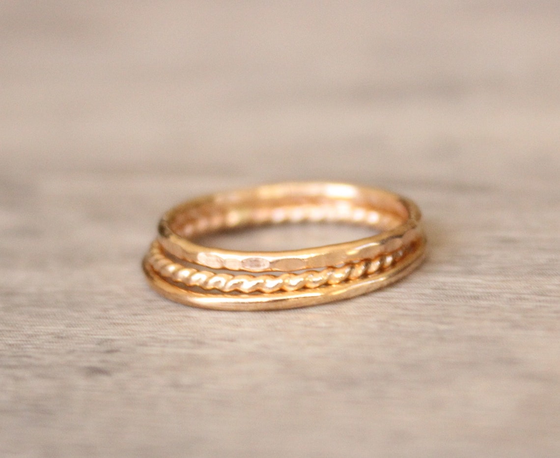 14K Gold Filled Stacking Rings // Set of 3 Simple 14K Gold - Etsy