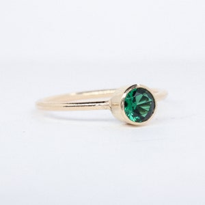 Lab Emerald Stacking Ring in 14K Gold Filled // 5mm Faceted Gemstone May Birthstone Ring image 2