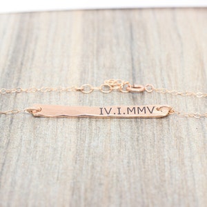 Everyday Custom Bar Bracelet in Sterling Silver, 14K Gold Filled, or 14K Rose Gold Filled Personalized Custom Engraved Bracelet Gift for Her image 10