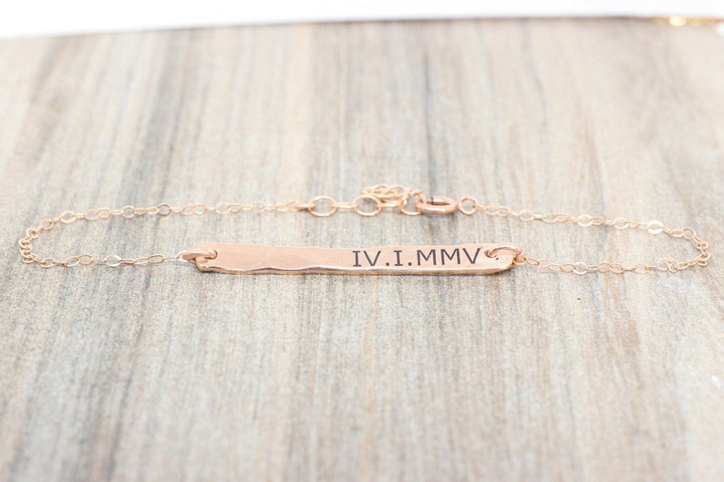 Everyday Custom Bar Bracelet in Sterling Silver, 14K Gold Filled, or 14K Rose Gold Filled Personalized Custom Engraved Bracelet Gift for Her image 10