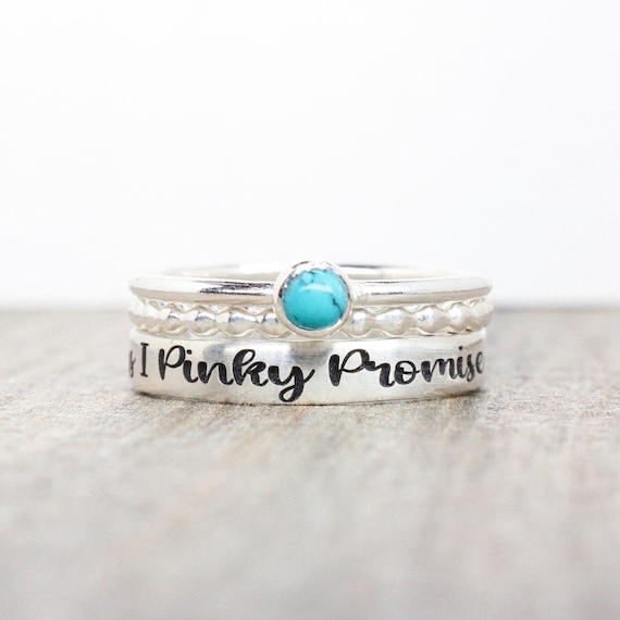 Sterling Silver Turquoise Thin Etched Stack Ring Sterling Silver Turquoise Thin Etched Stack Ring