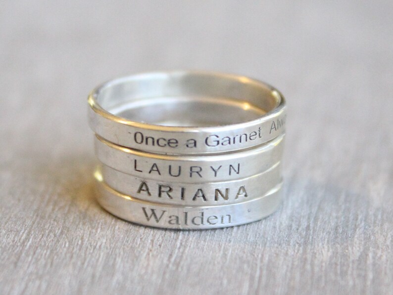 Sterling Silver Personalized Ring // Personalized Name Date Etsy