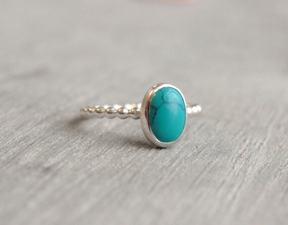 Sterling Silver Turquoise Ring Genuine Turquoise Ring Oval - Etsy