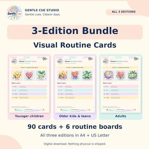 Paquete familiar de tarjetas de rutinas visuales: niños, adolescentes y adultos (descarga digital)