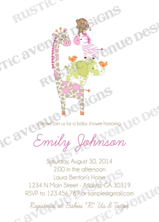 Jungle Jill Baby Shower Invitation Simple Printable Etsy