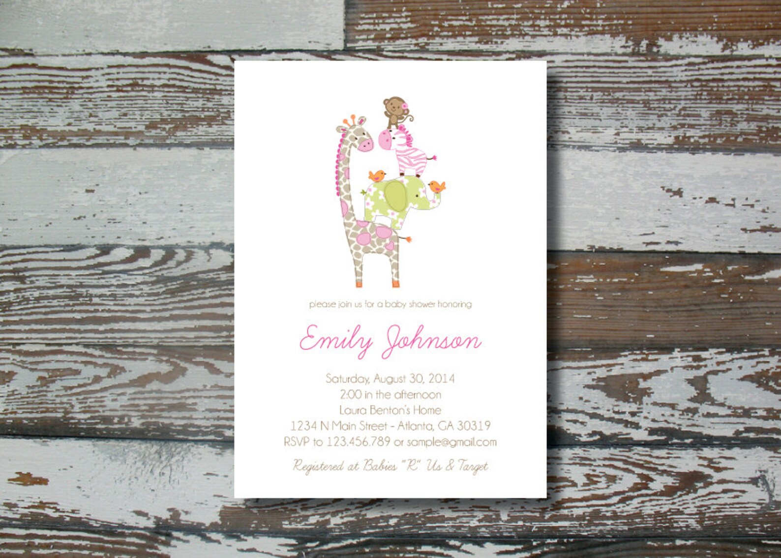 Jungle Jill Baby Shower Invitation Simple Printable Etsy