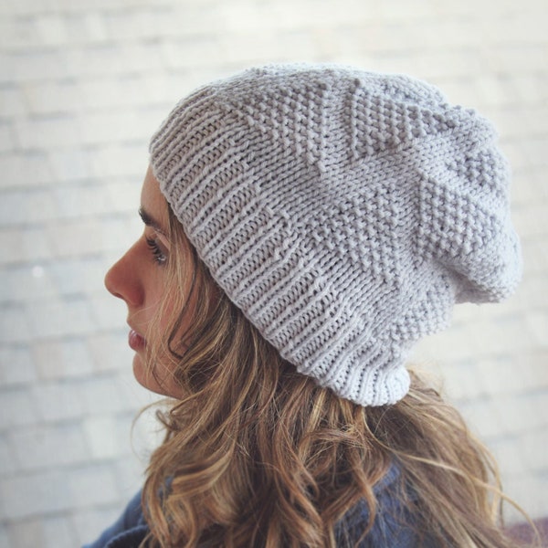 KNITTING PATTERN | Dreiecke Hat - Fast Triangle Slouch Textured Geometric Modern Worsted Beanie PDF