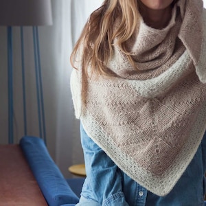 KNITTING PATTERN | Compass - Triangular Shawl Textured Wrap Modern Scarf - PDF