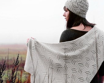 KNITTING PATTERN | Valley of the Moon - Textured Shawl Asymmetrical Wrap Worsted Scarf Garter Scarf - PDF