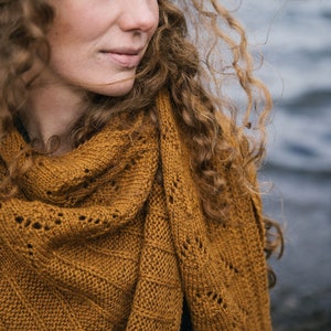 KNITTING PATTERN | Elfriede - Textured Cozy Rustic Modern Knit Asymmetrical Shawl - PDF