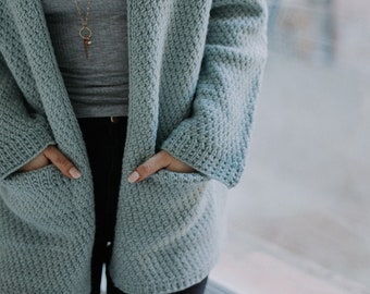 KNITTING PATTERN | Kapsel Cardigan - Oversized Drop Shoulder Sweater Modern Pockets Textured - PDF