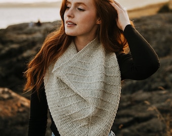 KNITTING PATTERN | Driftlines Cowl/Shawl - Hybrid Showl Accessory Triangle Textured Modern Cozy Rustic - PDF