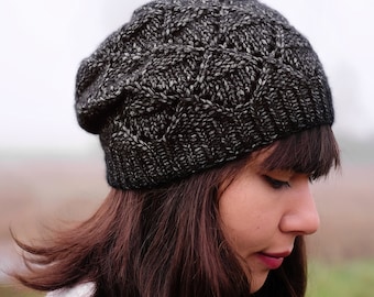 KNITTING PATTERN | Valley of the Moon Hat - Fast Textured Bulky Slouchy Beanie - PDF