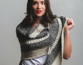 KNITTING PATTERN | Feyre - Crescent Shawl Textured Easy Worsted Marled Scarf Modern Wrap - PDF