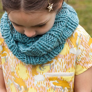 KNITTING PATTERN Mallory Cowl Quick Knitted Ribbed Infinity Reversible Worsted Child & Adult Version PDF image 2