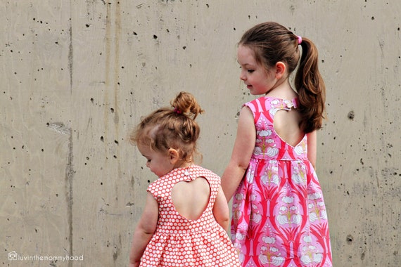 SEWING PATTERN Sweetheart Back Heart Cut Out Retro Vintage Modern Dress for Girls 2T 6T PDF Etsy