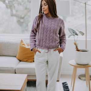 KNITTING PATTERN Lately Pullover Knitting Pattern, Cabled Sweater Knitting Pattern, Jumper Knit Pattern, Drawstring, Cropped Worsted PDF image 6