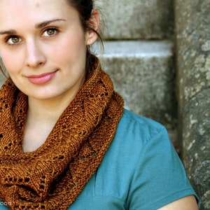 KNITTING PATTERN Downton Cowl Chevron Infinity Zig Zag Lace Worsted Quick Knit Scarf PDF image 4