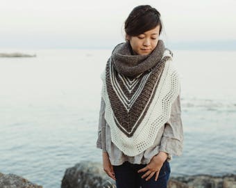 KNITTING PATTERN | Haro - Half Hap Shawl Triangular Textured Scarf Modern Wrap - PDF