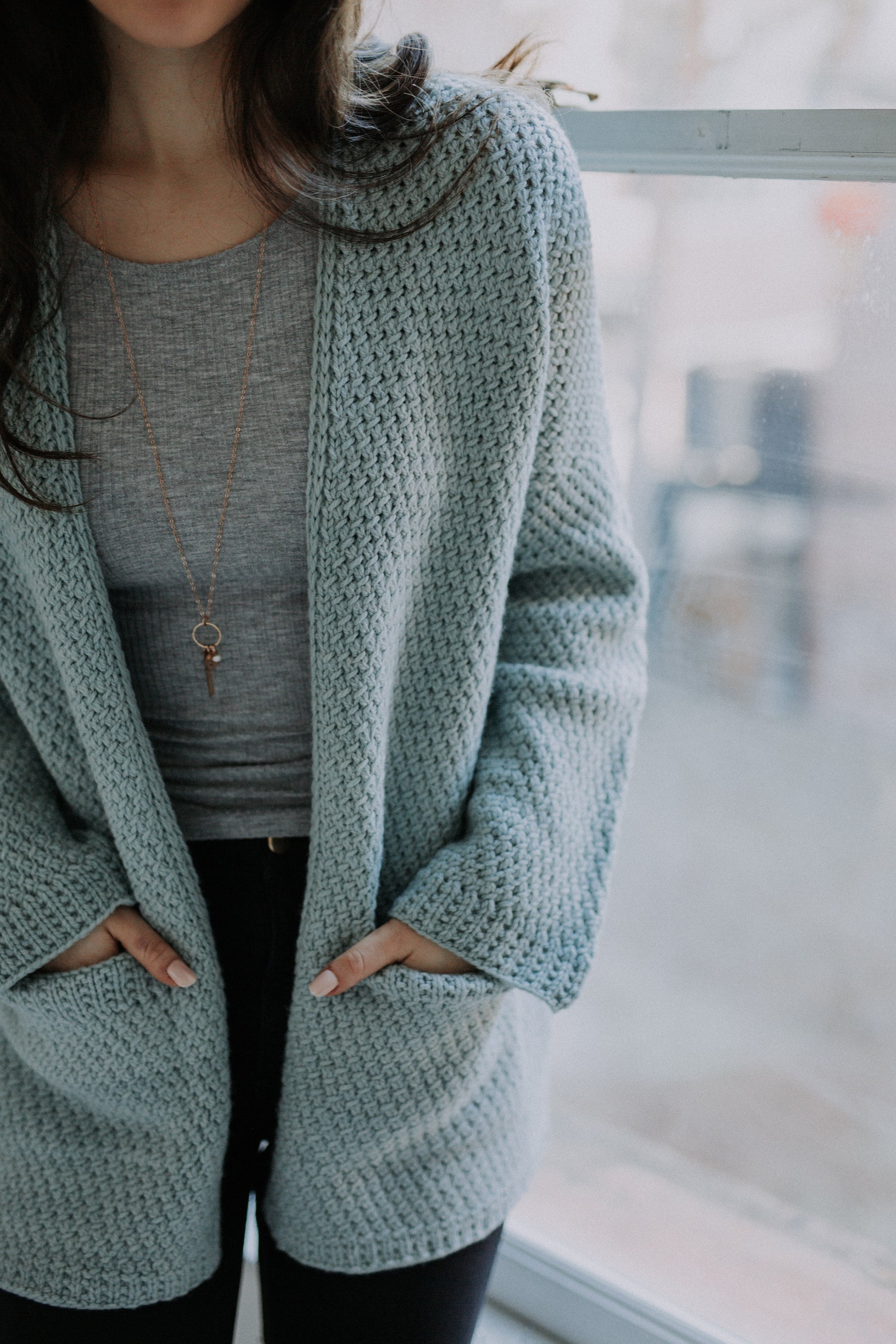 トップス second layer knit cardigan Twist Pattern Two Way Zipper Knit Cardigan CD20 - Korean